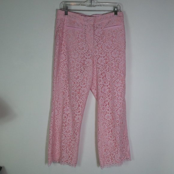 J. Crew Pants - J. Crew Willa Cropped Flare Pants Pink Lace Size 10 High Rise Pastel Trouser